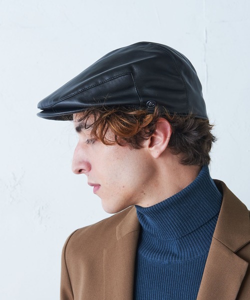 CPH（シーピーエイチ）の「【CPH / シープラスヘッドウェア】Synthetic Leather Hunting(シンセティックレザー ハンチング)（ハンチング/ベレー帽・メンズ・ブラック・FREE）」の5枚目の写真