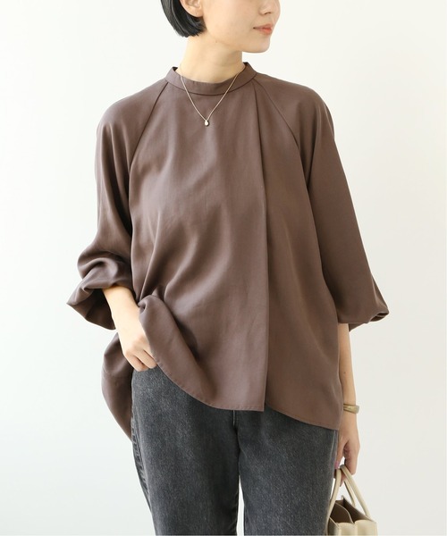 Simplicite(サンプリシテ)の「フロントタック ラップブラウス◆(Tシャツ/カットソー・レディース・ブラウン/ブルー・FREE)」の2枚目の写真