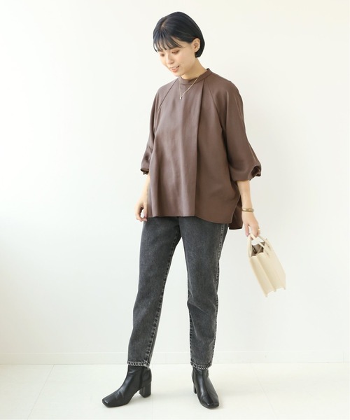 Simplicite(サンプリシテ)の「フロントタック ラップブラウス◆(Tシャツ/カットソー・レディース・ブラウン/ブルー・FREE)」の21枚目の写真