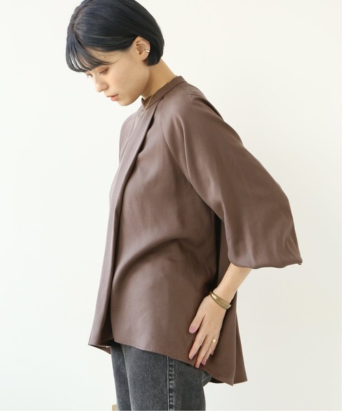 Simplicite(サンプリシテ)の「フロントタック ラップブラウス◆(Tシャツ/カットソー・レディース・ブラウン/ブルー・FREE)」の12枚目の写真