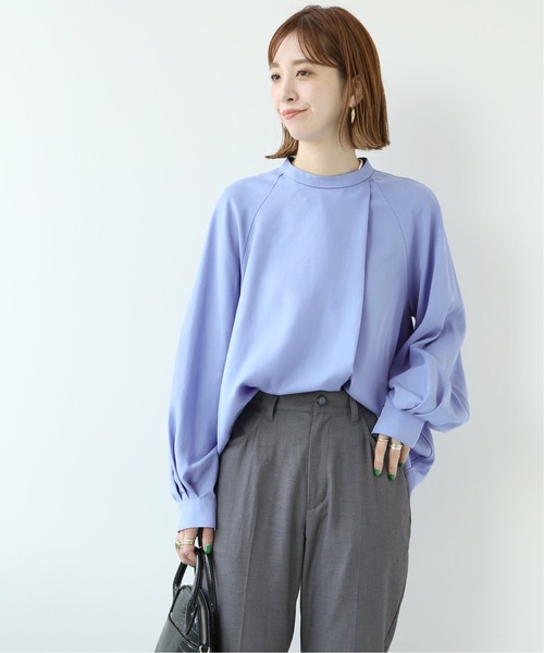 Simplicite(サンプリシテ)の「フロントタック ラップブラウス◆(Tシャツ/カットソー・レディース・ブラウン/ブルー・FREE)」の7枚目の写真