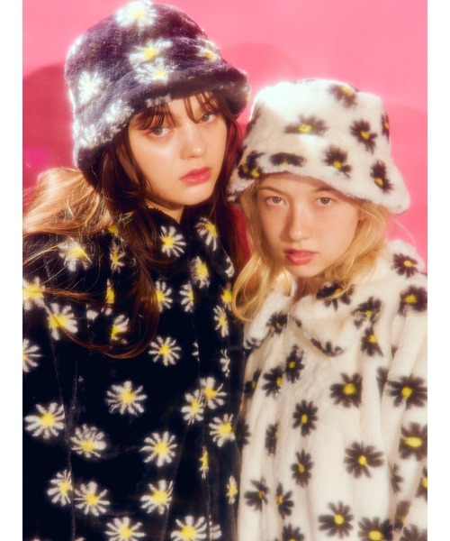 WC(ダブル シー)の「フラワーフェイクファーハット(ハット・レディース・ブラック/グリーン/ホワイト/オレンジ・FREE)」の9枚目の写真