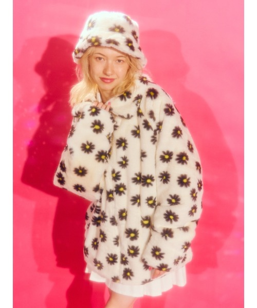 WC(ダブル シー)の「フラワーフェイクファーハット(ハット・レディース・ブラック/グリーン/ホワイト/オレンジ・FREE)」の7枚目の写真