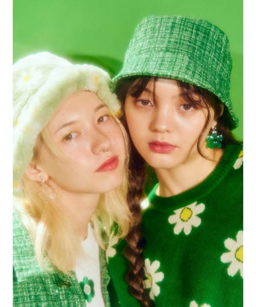 WC(ダブル シー)の「フラワーフェイクファーハット(ハット・レディース・ブラック/グリーン/ホワイト/オレンジ・FREE)」の12枚目の写真