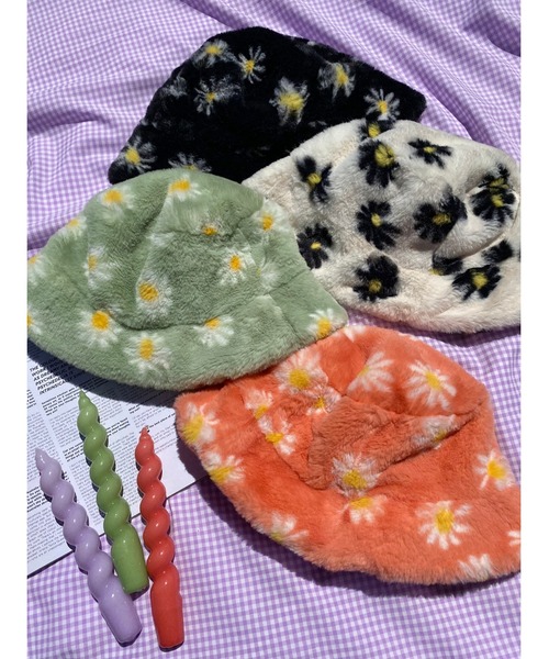 WC(ダブル シー)の「フラワーフェイクファーハット(ハット・レディース・ブラック/グリーン/ホワイト/オレンジ・FREE)」の19枚目の写真