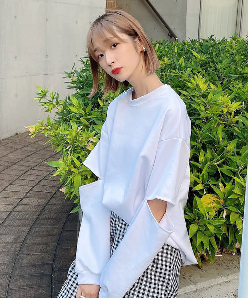 Voyage titty&Co.PETIT（ボヤージュティティアンドコープチ）の「【Voyage titty&Co. PETIT】カットスリーブロンTee（Tシャツ/カットソー・レディース・ホワイト/ブラウン・FREE）」の3枚目の写真