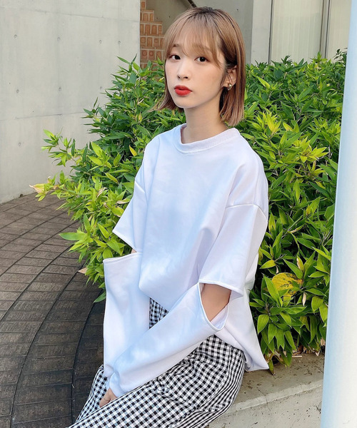 Voyage titty&Co.PETIT（ボヤージュティティアンドコープチ）の「【Voyage titty&Co. PETIT】カットスリーブロンTee（Tシャツ/カットソー・レディース・ホワイト/ブラウン・FREE）」の11枚目の写真