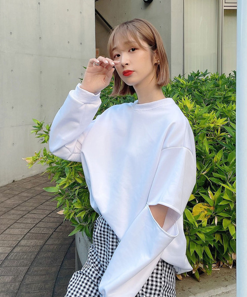 Voyage titty&Co.PETIT（ボヤージュティティアンドコープチ）の「【Voyage titty&Co. PETIT】カットスリーブロンTee（Tシャツ/カットソー・レディース・ホワイト/ブラウン・FREE）」の8枚目の写真