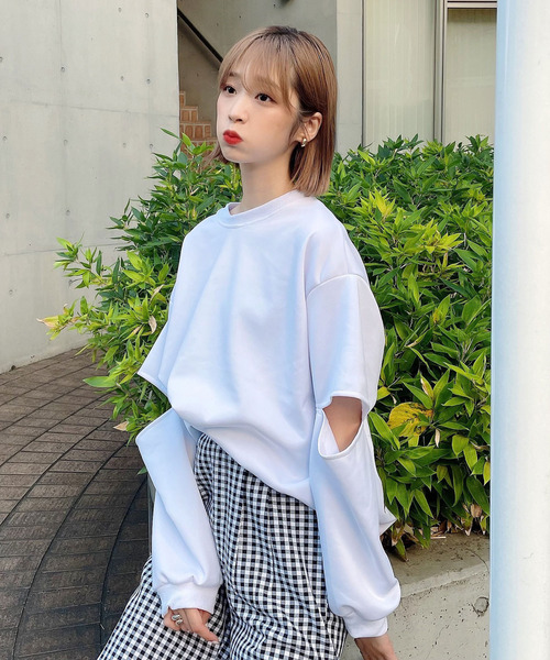 Voyage titty&Co.PETIT（ボヤージュティティアンドコープチ）の「【Voyage titty&Co. PETIT】カットスリーブロンTee（Tシャツ/カットソー・レディース・ホワイト/ブラウン・FREE）」の10枚目の写真