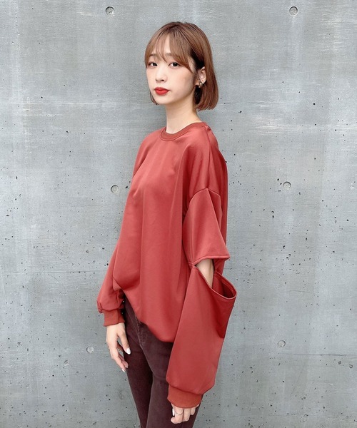 Voyage titty&Co.PETIT（ボヤージュティティアンドコープチ）の「【Voyage titty&Co. PETIT】カットスリーブロンTee（Tシャツ/カットソー・レディース・ホワイト/ブラウン・FREE）」の12枚目の写真