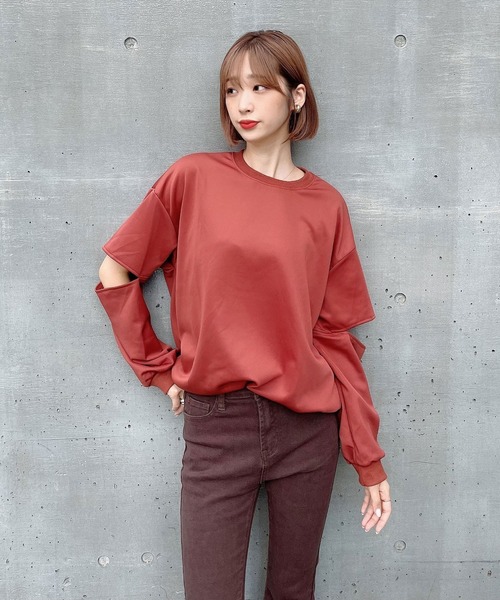 Voyage titty&Co.PETIT（ボヤージュティティアンドコープチ）の「【Voyage titty&Co. PETIT】カットスリーブロンTee（Tシャツ/カットソー・レディース・ホワイト/ブラウン・FREE）」の13枚目の写真