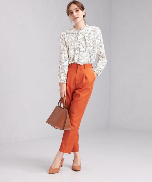 green label relaxing（グリーンレーベルリラクシング）の「ボウタイ バック ギャザー ロングスリーブ ブラウス ドット（シャツ/ブラウス・レディース・オフホワイト/ブラック/その他1/ベージュ・FREE）」の5枚目の写真