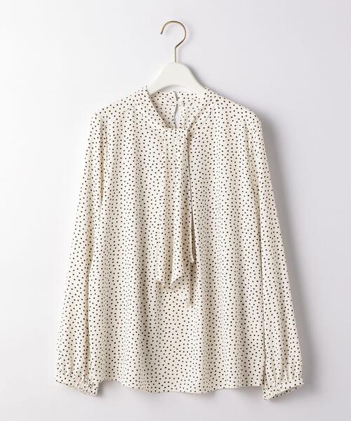 green label relaxing（グリーンレーベルリラクシング）の「ボウタイ バック ギャザー ロングスリーブ ブラウス ドット（シャツ/ブラウス・レディース・オフホワイト/ブラック/その他1/ベージュ・FREE）」の9枚目の写真