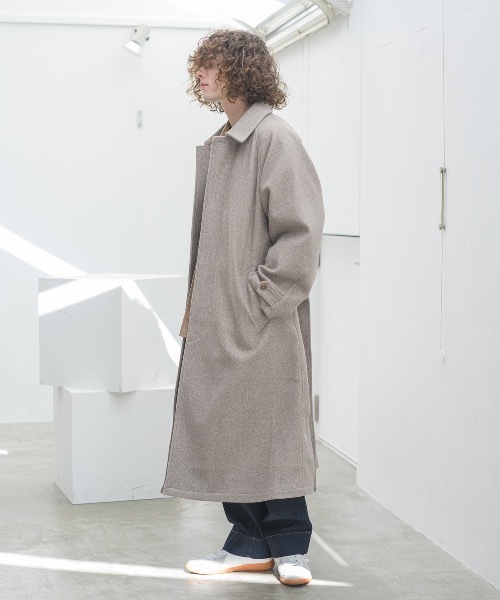 CASPER JOHN ステンカラーコート ブラウン 美品』CASPER JOHN ブラウン系チェック▫ステンカラーカラー