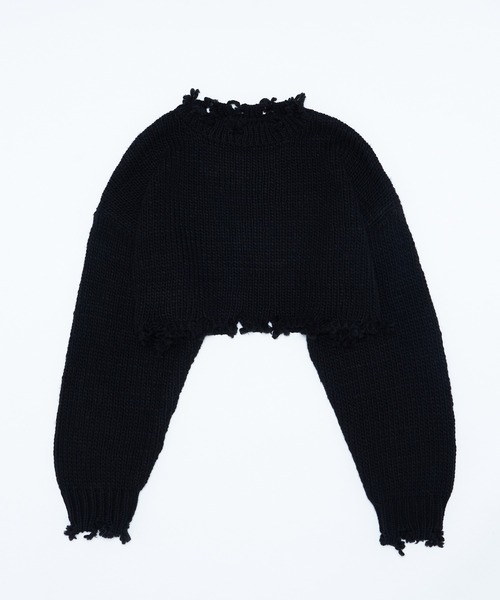 WHO'S WHO gallery（フーズフーギャラリー）の「ロービングダメージプルオーバー（ニット/セーター・レディース・ブラック/ダークグリーン/レッド/オフホワイト/ラベンダー・FREE）」の21枚目の写真