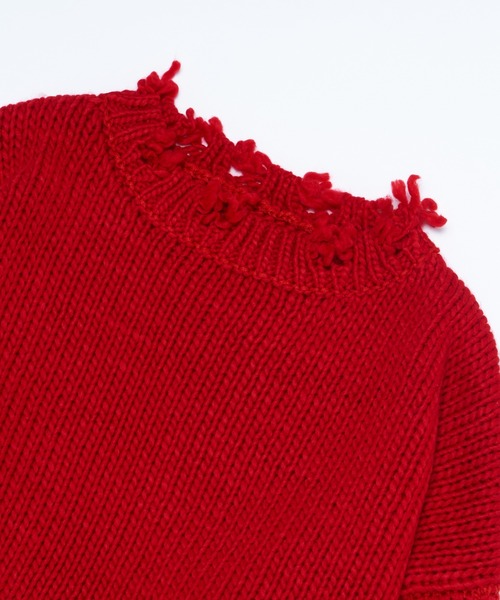 WHO'S WHO gallery（フーズフーギャラリー）の「ロービングダメージプルオーバー（ニット/セーター・レディース・ブラック/ダークグリーン/レッド/オフホワイト/ラベンダー・FREE）」の16枚目の写真