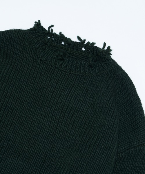 WHO'S WHO gallery（フーズフーギャラリー）の「ロービングダメージプルオーバー（ニット/セーター・レディース・ブラック/ダークグリーン/レッド/オフホワイト/ラベンダー・FREE）」の14枚目の写真