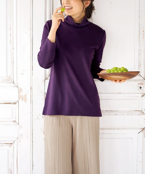 BELLUNA（ベルーナ）の「吸湿発熱機能付ハイネックプルオーバー（Tシャツ/カットソー・レディース・ブラック/ベージュ/オフホワイト/モスグリーン/杢グレー/ワイン・LARGE/X-LARGE/MEDIUM）」の12枚目の写真