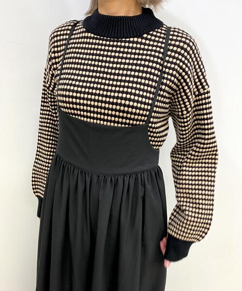 MLI'A(エムリア)の「ハニカム柄長袖トップス(ニット/セーター・レディース・ブラック/ブルー・M)」の6枚目の写真