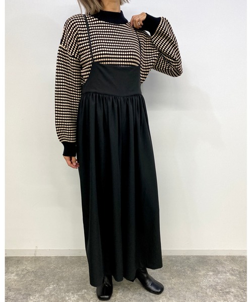 MLI'A(エムリア)の「ハニカム柄長袖トップス(ニット/セーター・レディース・ブラック/ブルー・M)」の9枚目の写真