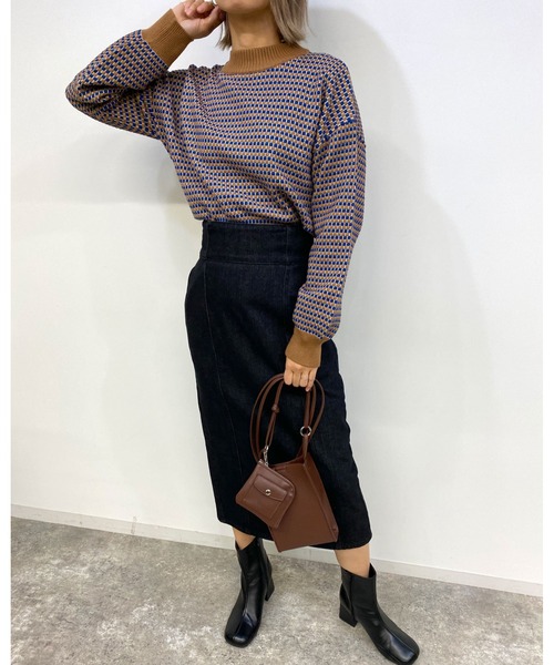 MLI'A(エムリア)の「ハニカム柄長袖トップス(ニット/セーター・レディース・ブラック/ブルー・M)」の14枚目の写真