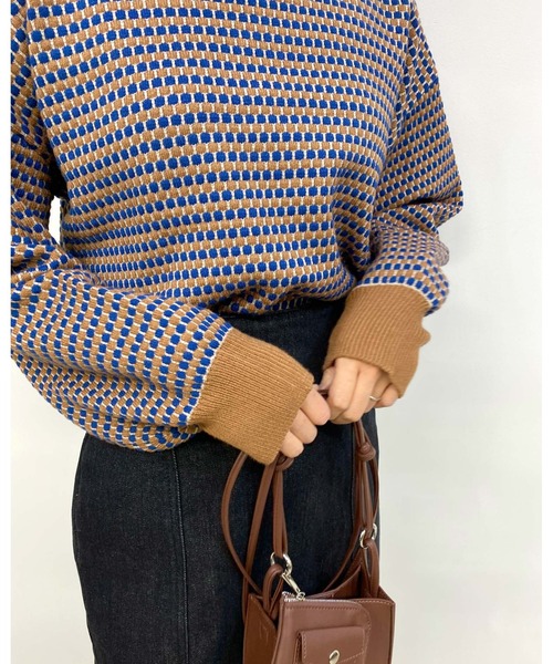 MLI'A(エムリア)の「ハニカム柄長袖トップス(ニット/セーター・レディース・ブラック/ブルー・M)」の16枚目の写真
