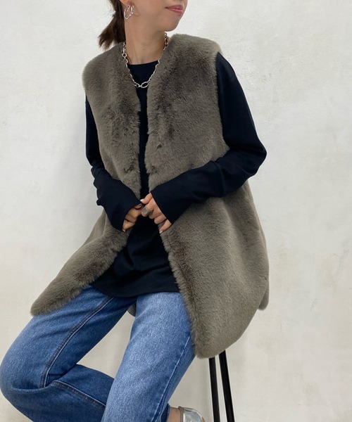 DouDou(ドゥドゥ)の「NEW袖リブTEE(Tシャツ/カットソー・レディース・オフホワイト/ブラック/グレイッシュベージュ・FREE)」の9枚目の写真