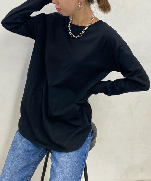 DouDou(ドゥドゥ)の「NEW袖リブTEE(Tシャツ/カットソー・レディース・オフホワイト/ブラック/グレイッシュベージュ・FREE)」の14枚目の写真