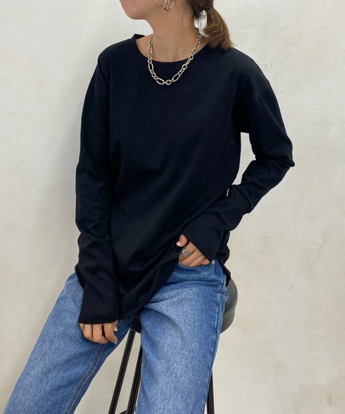 DouDou(ドゥドゥ)の「NEW袖リブTEE(Tシャツ/カットソー・レディース・オフホワイト/ブラック/グレイッシュベージュ・FREE)」の15枚目の写真