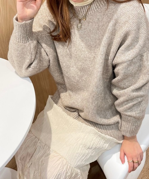 apres jour clair（アプレジュールクレア）の「【apres jour clair】メランジ2WAYニット（ニット/セーター・レディース・ブラウン系その他/ベージュ・X-LARGE/フリー）」の7枚目の写真
