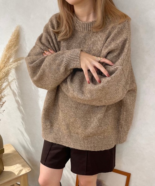 apres jour clair（アプレジュールクレア）の「【apres jour clair】メランジ2WAYニット（ニット/セーター・レディース・ブラウン系その他/ベージュ・X-LARGE/フリー）」の17枚目の写真