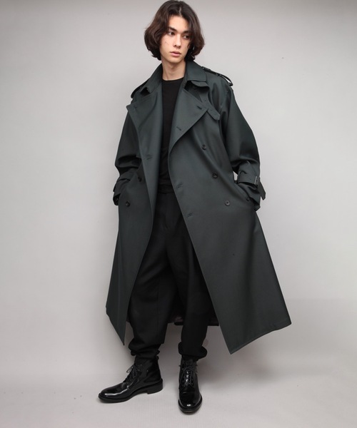 ato（アトウ）の「OVERSIZED TRENCH-COAT（トレンチコート・メンズ・ブラック/グリーン・44/46/48）」の12枚目の写真