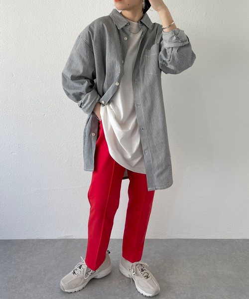 natto（ナット）の「【ユニセックスアイテム】drop shoulder shirt / ドロップショルダーシャツ（シャツ/ブラウス・メンズ・ホワイト/ストライプ・FREE）」の10枚目の写真