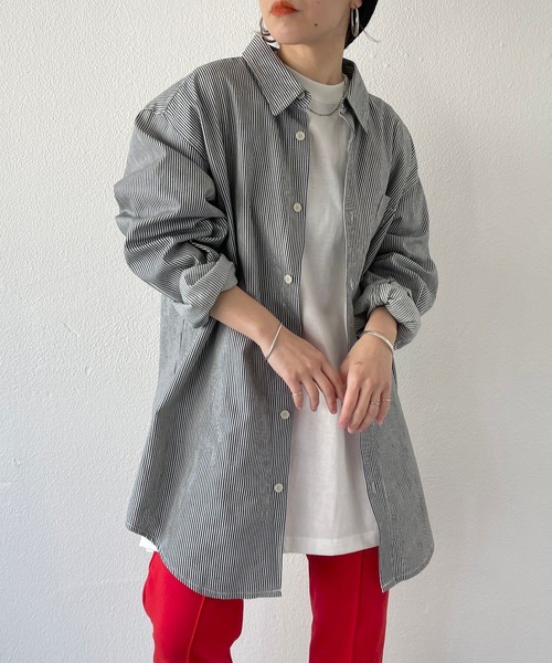 natto（ナット）の「【ユニセックスアイテム】drop shoulder shirt / ドロップショルダーシャツ（シャツ/ブラウス・メンズ・ホワイト/ストライプ・FREE）」の11枚目の写真