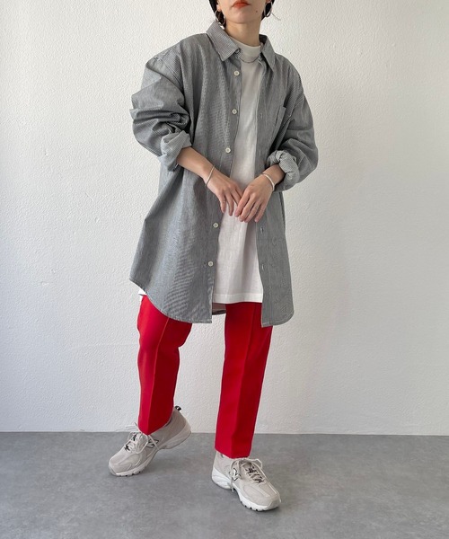 natto（ナット）の「【ユニセックスアイテム】drop shoulder shirt / ドロップショルダーシャツ（シャツ/ブラウス・メンズ・ホワイト/ストライプ・FREE）」の13枚目の写真