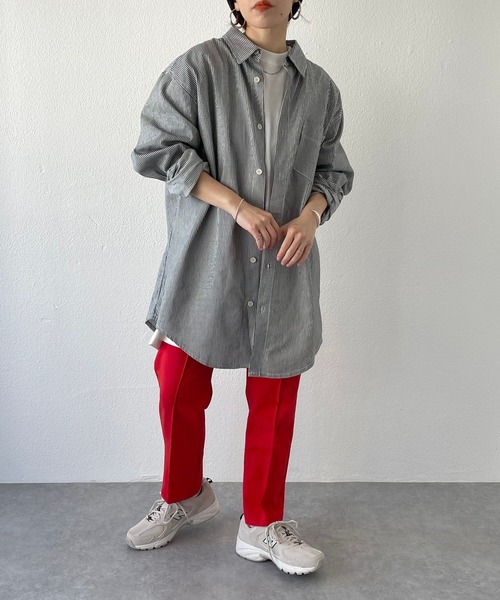 natto（ナット）の「【ユニセックスアイテム】drop shoulder shirt / ドロップショルダーシャツ（シャツ/ブラウス・メンズ・ホワイト/ストライプ・FREE）」の14枚目の写真