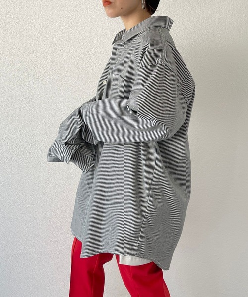 natto（ナット）の「【ユニセックスアイテム】drop shoulder shirt / ドロップショルダーシャツ（シャツ/ブラウス・メンズ・ホワイト/ストライプ・FREE）」の16枚目の写真