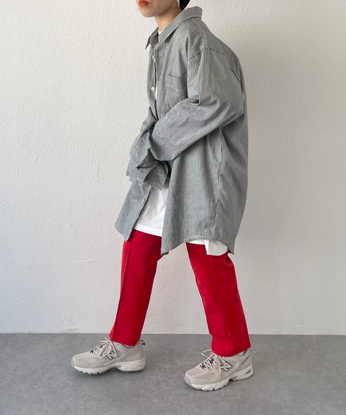 natto（ナット）の「【ユニセックスアイテム】drop shoulder shirt / ドロップショルダーシャツ（シャツ/ブラウス・メンズ・ホワイト/ストライプ・FREE）」の17枚目の写真