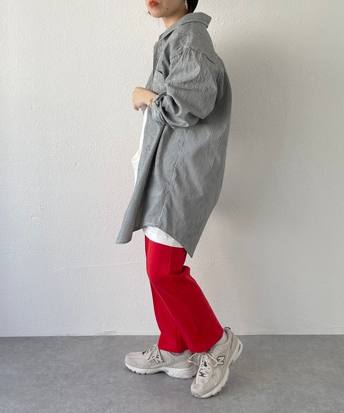 natto（ナット）の「【ユニセックスアイテム】drop shoulder shirt / ドロップショルダーシャツ（シャツ/ブラウス・メンズ・ホワイト/ストライプ・FREE）」の18枚目の写真