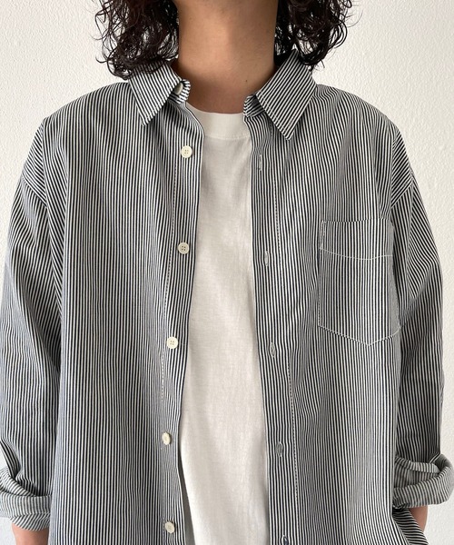 natto（ナット）の「【ユニセックスアイテム】drop shoulder shirt / ドロップショルダーシャツ（シャツ/ブラウス・メンズ・ホワイト/ストライプ・FREE）」の21枚目の写真