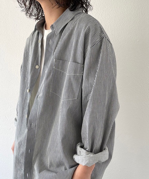 natto（ナット）の「【ユニセックスアイテム】drop shoulder shirt / ドロップショルダーシャツ（シャツ/ブラウス・メンズ・ホワイト/ストライプ・FREE）」の22枚目の写真