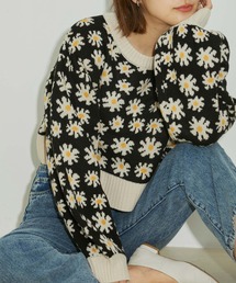 vis-`a-vis | 【WEB限定】フラワージャガードニットプルオーバー(ニット/セーター)