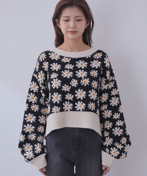 vis-`a-vis（ビサビ）の「【WEB限定】フラワージャガードニットプルオーバー（ニット/セーター・レディース・ターコイズブルー/ラベンダー/ブラック・FREE）」の18枚目の写真