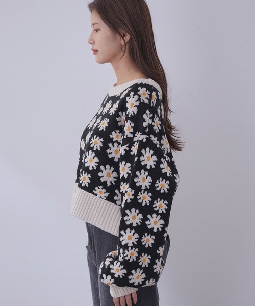 vis-`a-vis（ビサビ）の「【WEB限定】フラワージャガードニットプルオーバー（ニット/セーター・レディース・ターコイズブルー/ラベンダー/ブラック・FREE）」の12枚目の写真