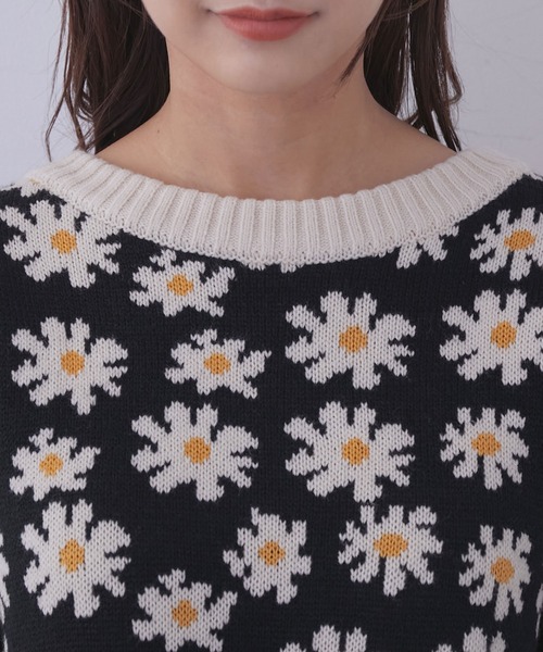 vis-`a-vis（ビサビ）の「【WEB限定】フラワージャガードニットプルオーバー（ニット/セーター・レディース・ターコイズブルー/ラベンダー/ブラック・FREE）」の10枚目の写真