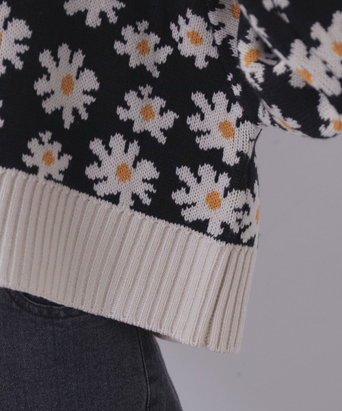 vis-`a-vis（ビサビ）の「【WEB限定】フラワージャガードニットプルオーバー（ニット/セーター・レディース・ターコイズブルー/ラベンダー/ブラック・FREE）」の5枚目の写真
