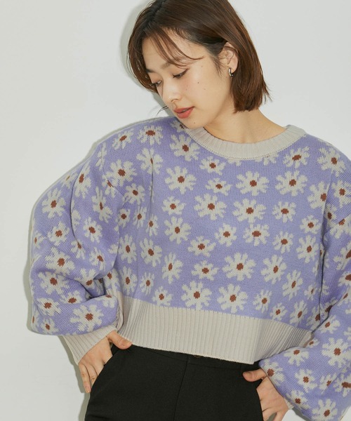 vis-`a-vis（ビサビ）の「【WEB限定】フラワージャガードニットプルオーバー（ニット/セーター・レディース・ターコイズブルー/ラベンダー/ブラック・FREE）」の22枚目の写真