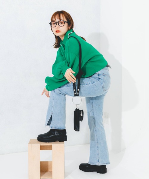 nemne store(ネンネストア)の「スリット入りフレアデニムパンツ(デニムパンツ・レディース・ライトブルー/ブラック/ブルー・SMALL/MEDIUM/LARGE)」の17枚目の写真