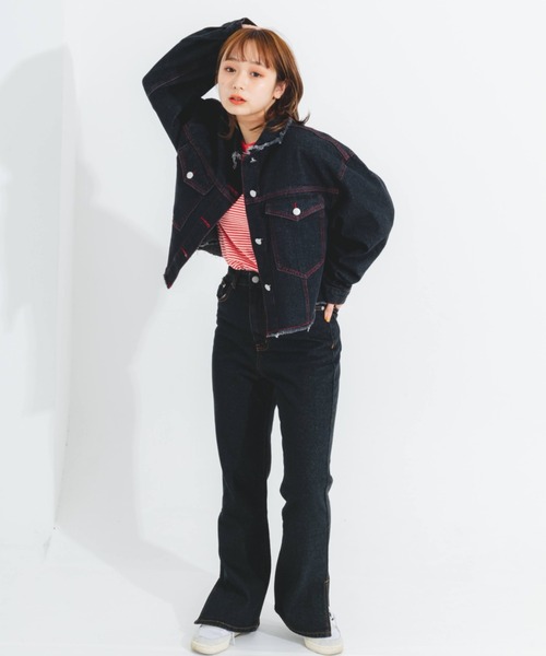 nemne store(ネンネストア)の「スリット入りフレアデニムパンツ(デニムパンツ・レディース・ライトブルー/ブラック/ブルー・SMALL/MEDIUM/LARGE)」の11枚目の写真