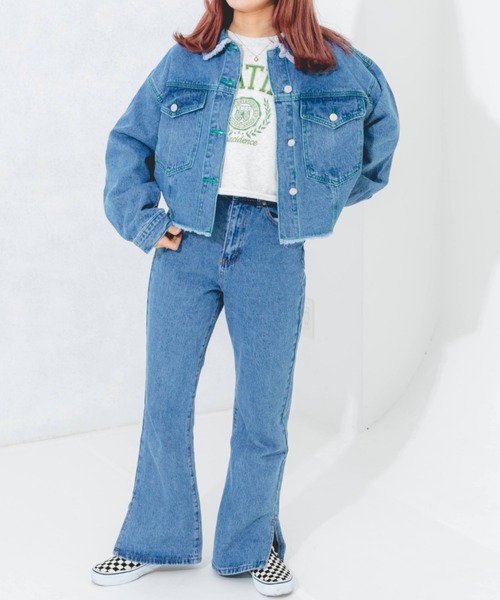 nemne store(ネンネストア)の「スリット入りフレアデニムパンツ(デニムパンツ・レディース・ライトブルー/ブラック/ブルー・SMALL/MEDIUM/LARGE)」の7枚目の写真